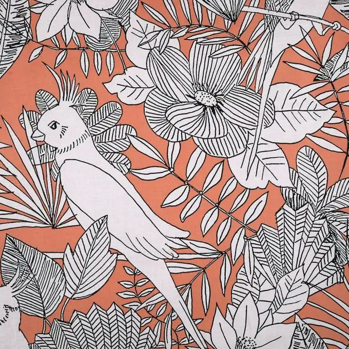 Tessuto cotone per lenzuolo pappagallo terracotta