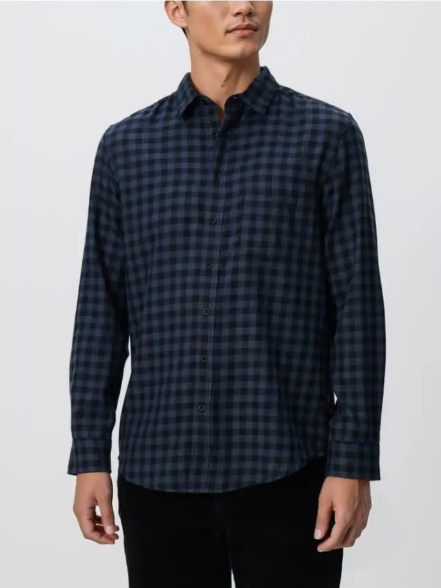 Camicia regular fit a quadri Colore blu scuro