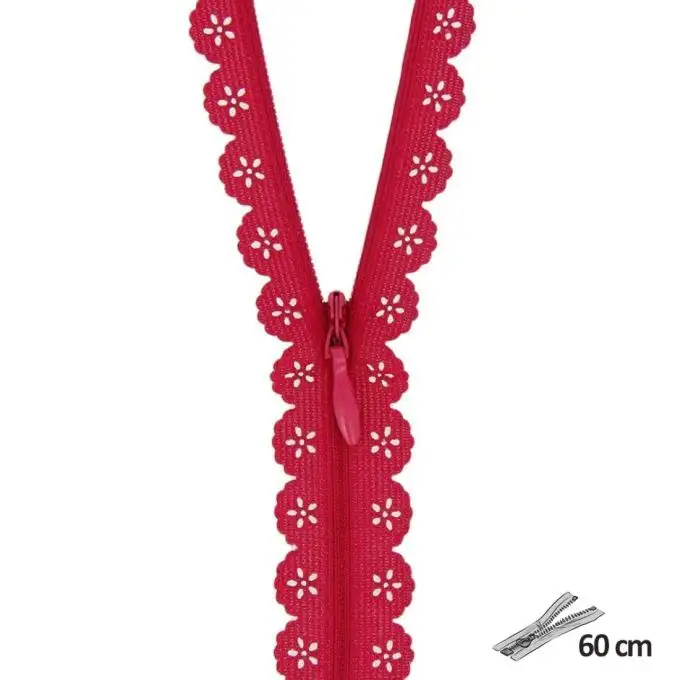 Chiusura pizzo geometrico rosa lampone 60 cm