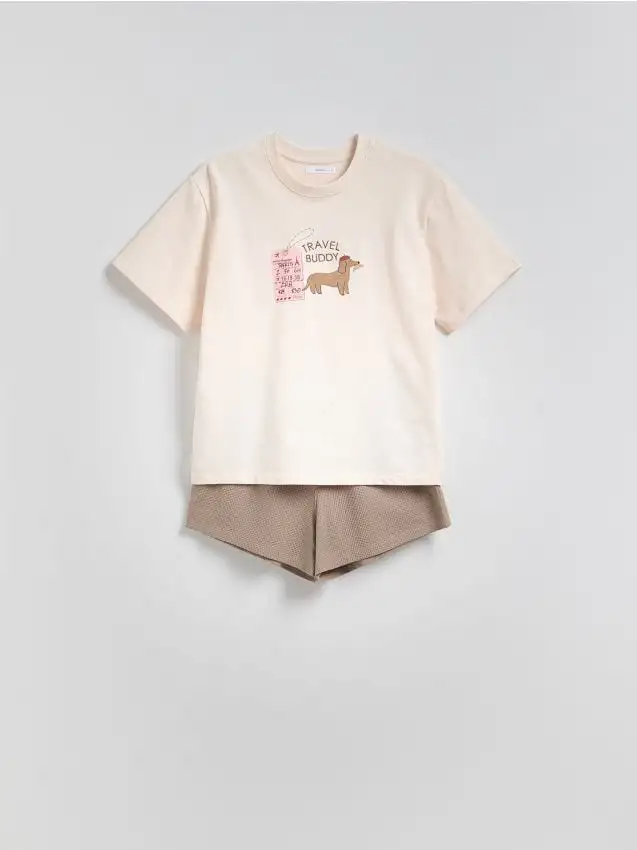 Set pigiama due pezzi stampato Colore beige