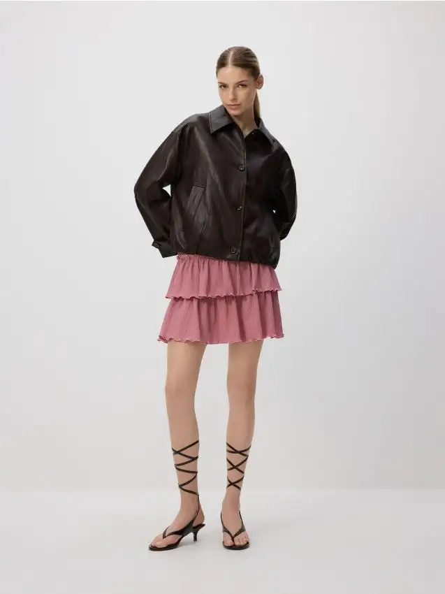 Minigonna con volant Colore rosa cipria