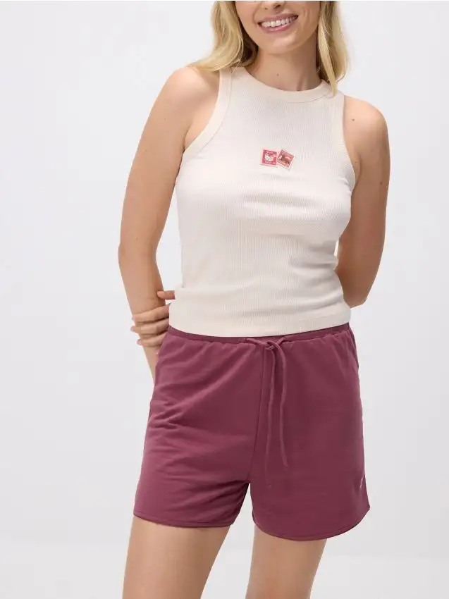 Pigiama due pezzi con ricamo Colore viola scuro