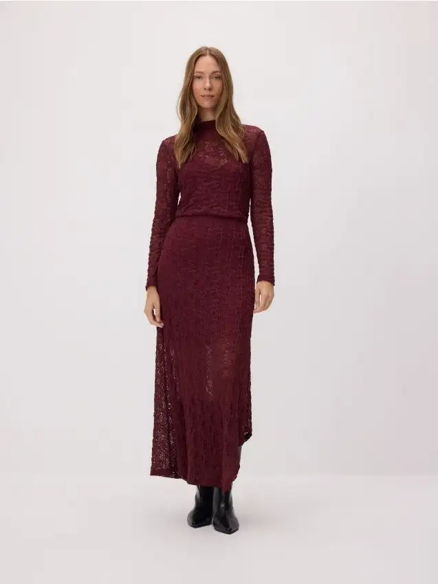 Vestito maxi in pizzo Colore bordeaux