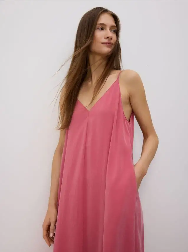 Maxi abito in modal Colore rosa cipria