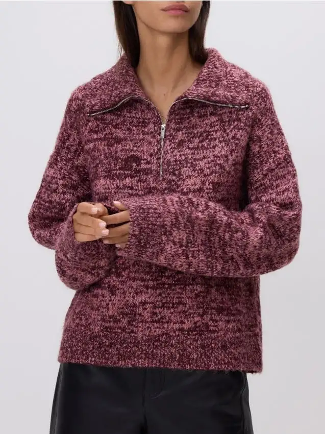 Maglione fantasia con colletto Colore maroon