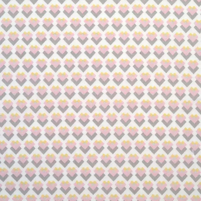 Tessuto geometrico grigio rosa e giallo