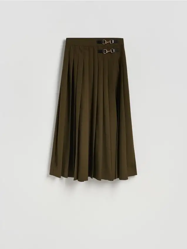 Gonna midi plissettata Colore verde oliva