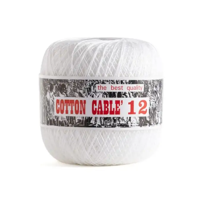 Gomitolo cotone ritorto per uncinetto n°12 bianco