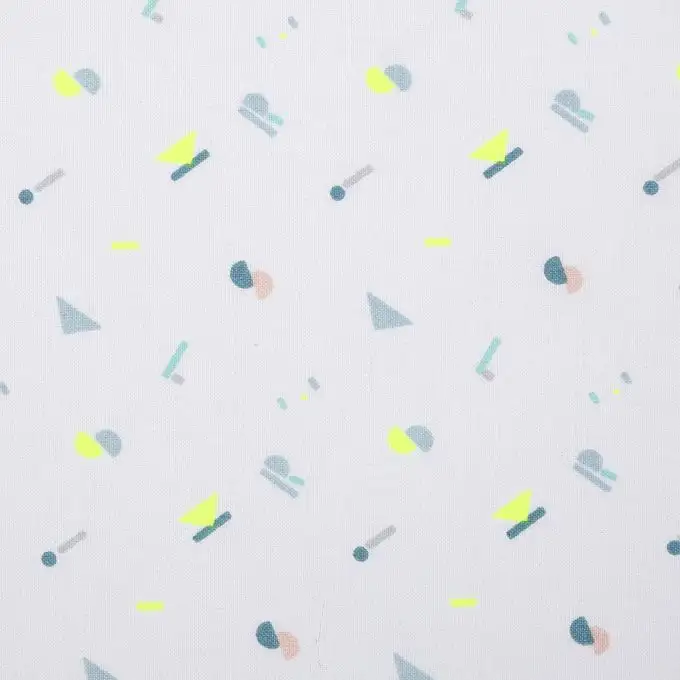 Tessuto cotone alfabeto blu e giallo fluo