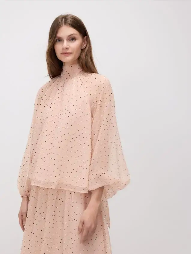 Blusa con maniche a palloncino Colore rosa pastello