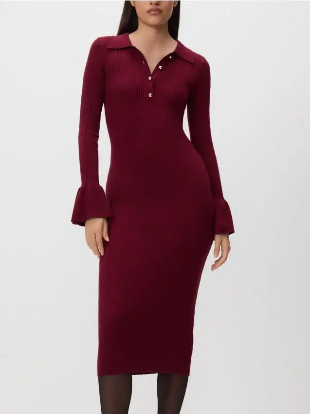 Maxi abito a costine Colore maroon