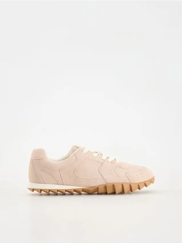 Sneakers effetto scamosciato Colore rosa pastello