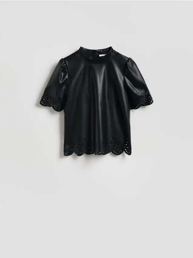 Blusa con motivo traforato Colore nero