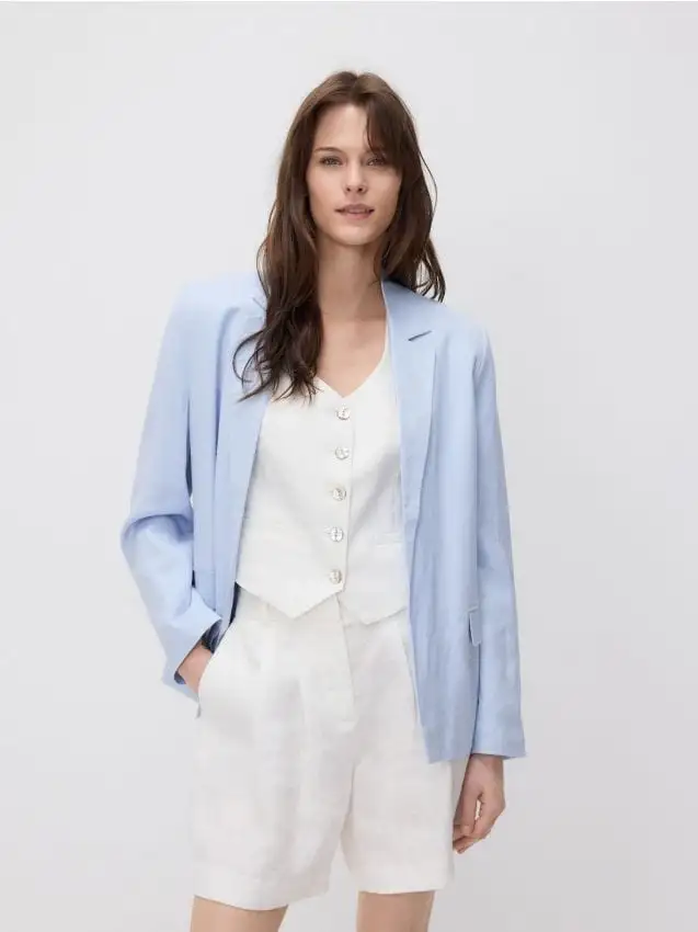 Giacca in misto lino Colore blu pallido