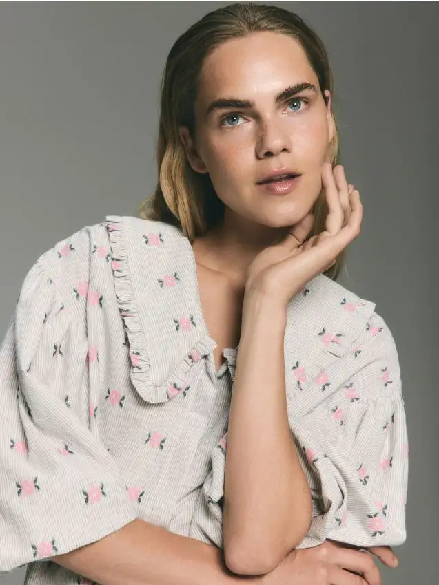 Camicia con colletto decorativo Colore multicolore