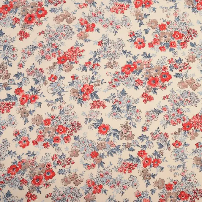 Tessuto viscosa fiori rossi