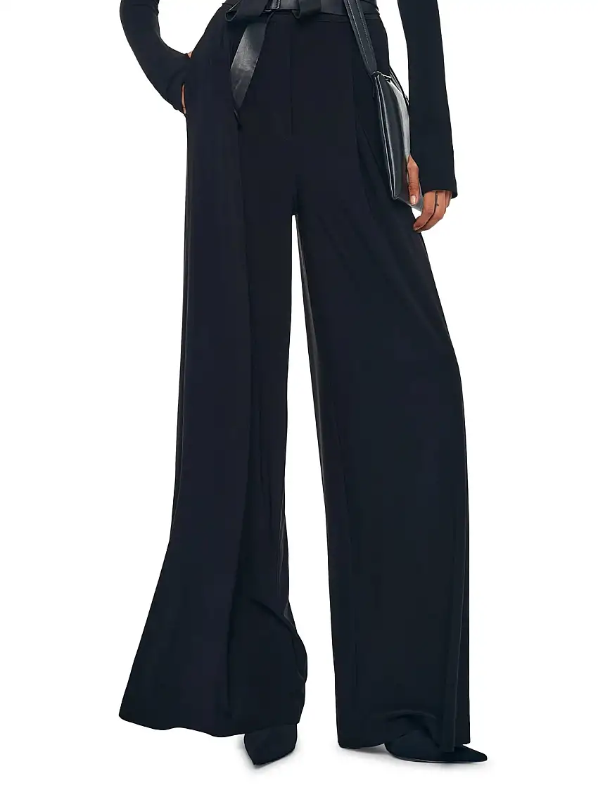 Pantaloni in Jersey Elasticizzato con Pinces Nero