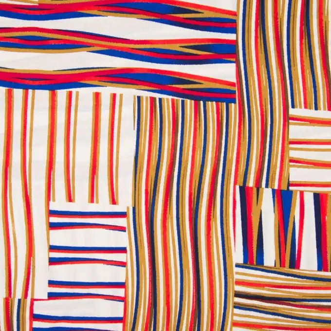 Tessuto popeline viscosa rosso a righe larghe