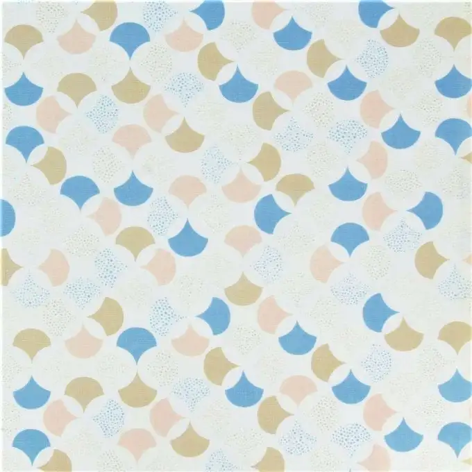 Tessuto cotone fine squame azzurro Lisbona