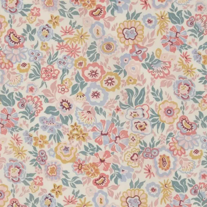 Tessuto popeline di cotone liberty floral jazz rosa