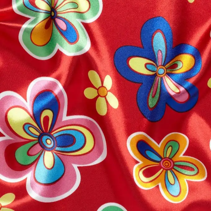 Tessuto raso fiori multicolori
