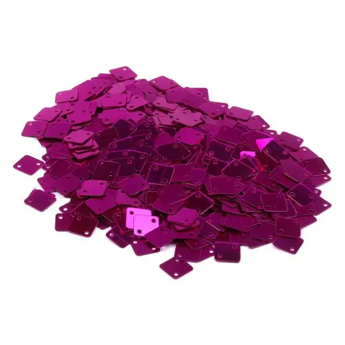Paillettes piatte quadrate fucsia da cucire 7,5x7,5mm