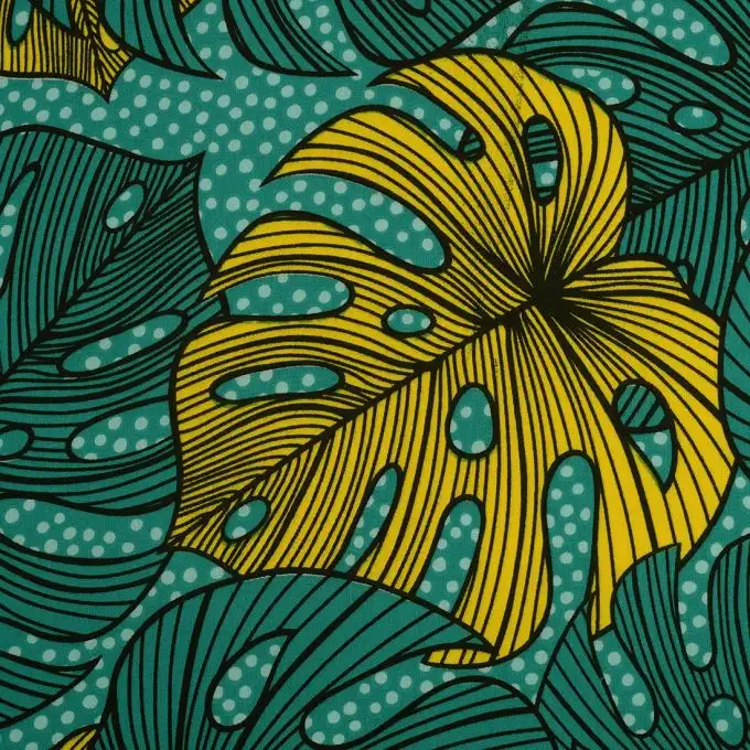 Tessuto per lenzuola grande larghezza foglie verdi e gialle