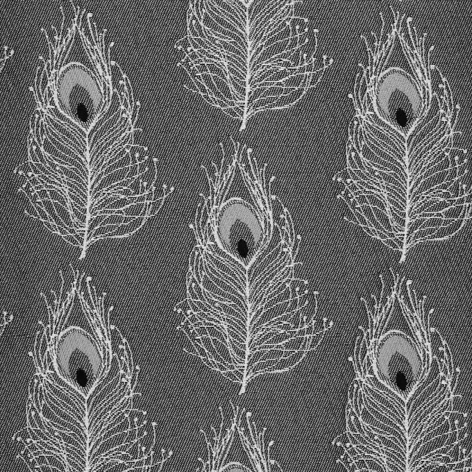 Tessuto jacquard piuma di pavone bianco e nero