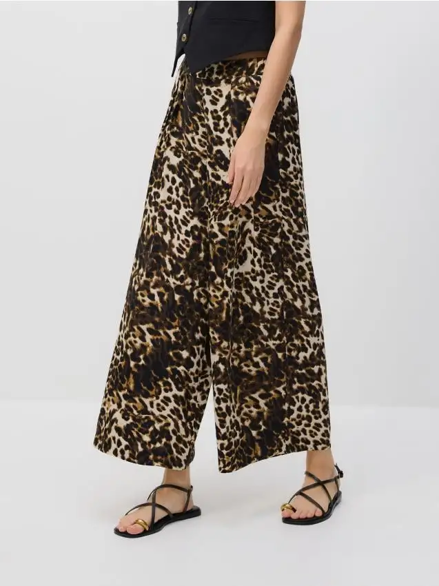 Pantaloni palazzo con stampa animalier Colore multicolore