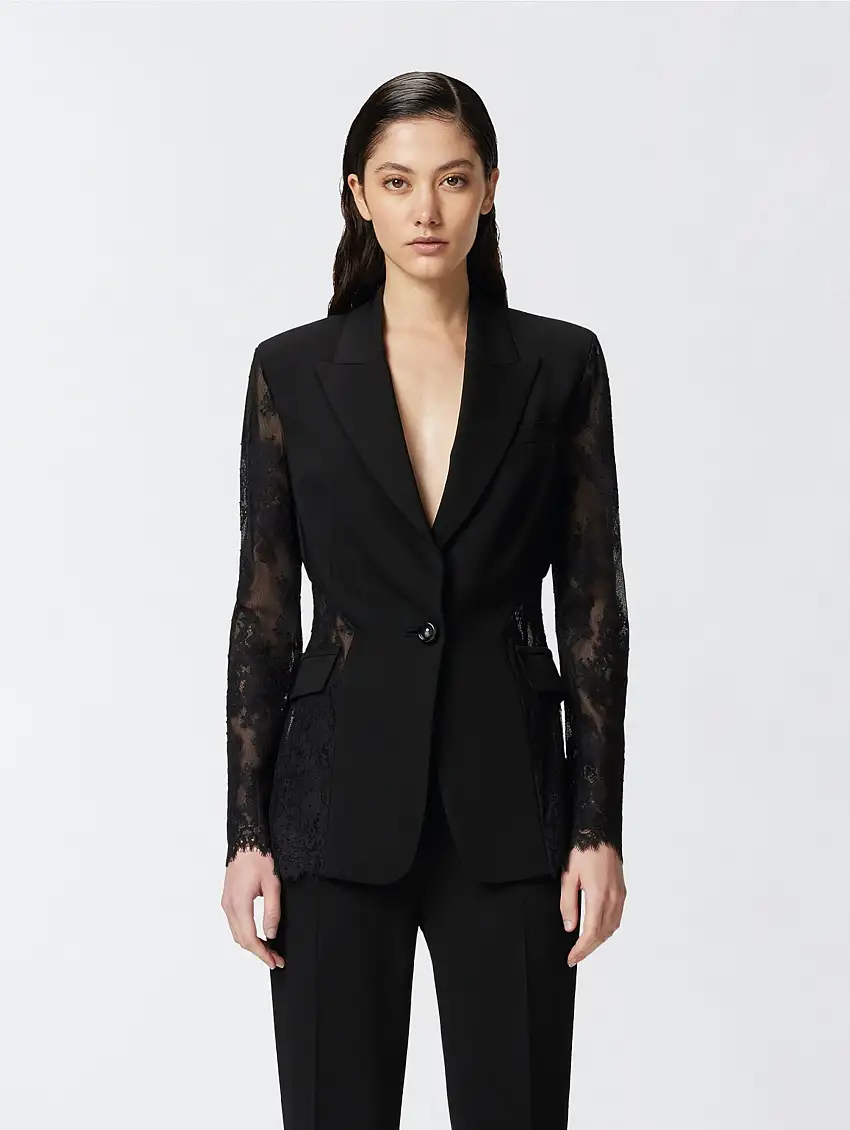 Blazer in Pizzo e Cady Tecnico Nero