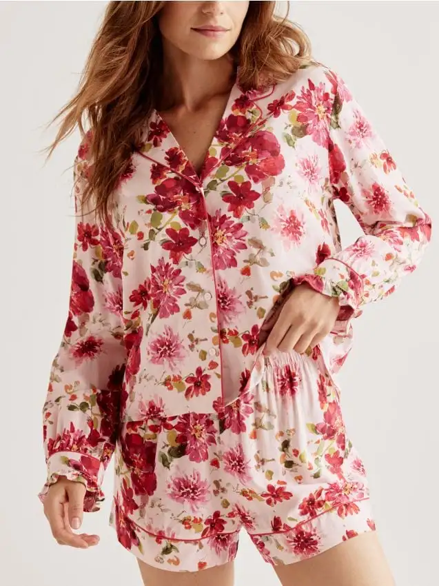 Set pigiama da due pezzi in viscosa Colore fucsia