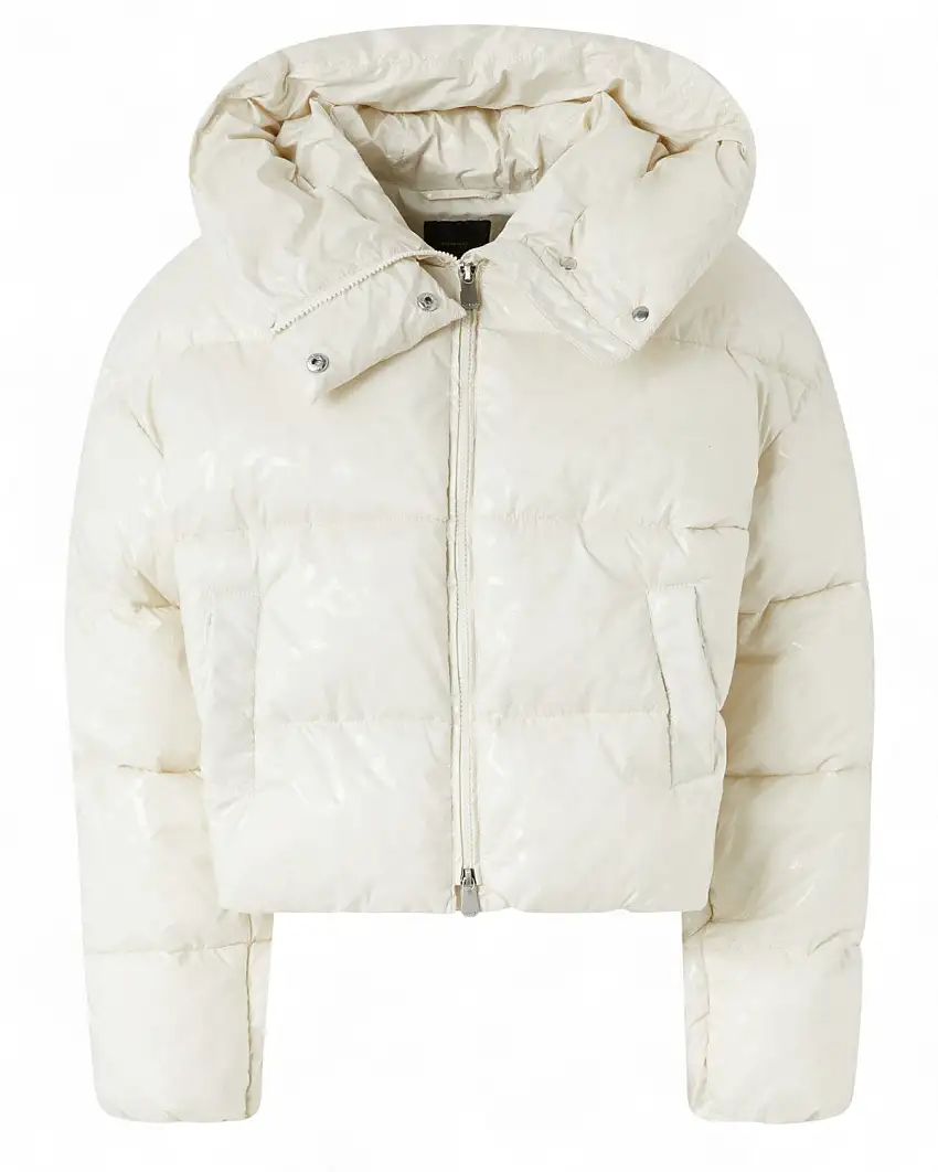 Piumino corto logo Pinko, stile e comfort