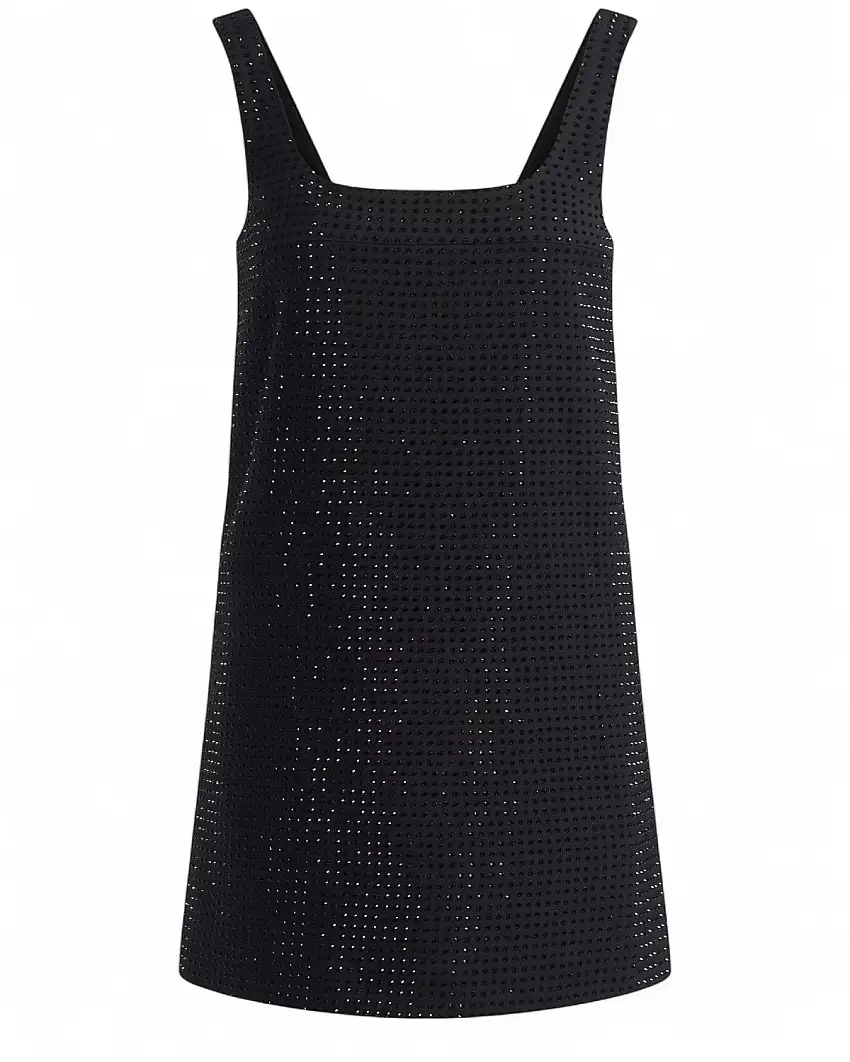 Abito AROA con strass e scollo quadrato