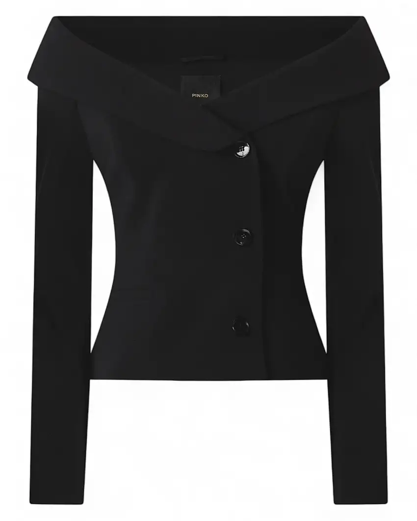 Giacca aderente crêpe stretch con spalle scoperte