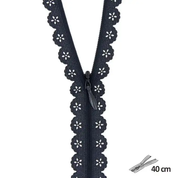 Chiusura pizzo geometrico blu scuro 40 cm