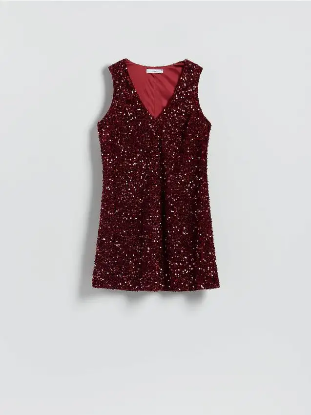 Vestito mini luccicante Colore maroon