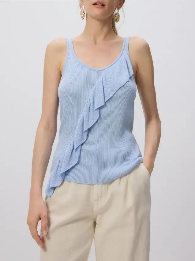 Top con balza Colore blu pallido