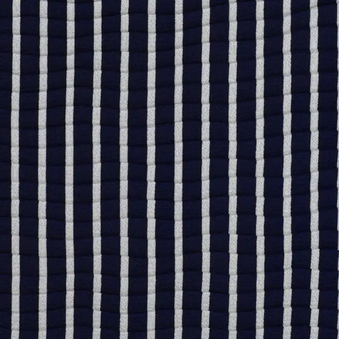 Tessuto crêpe plissettato righe blu navy e avorio