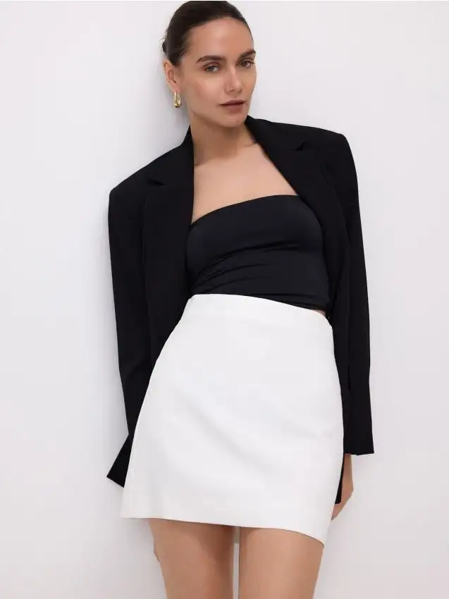 Minigonna in misto lino Colore panna