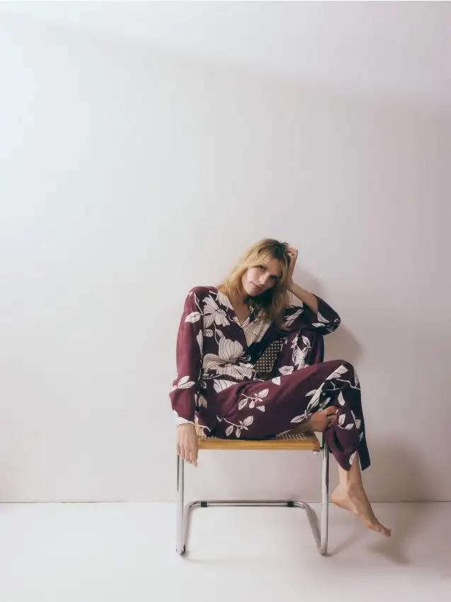 Set pigiama da due pezzi in viscosa Colore viola scuro