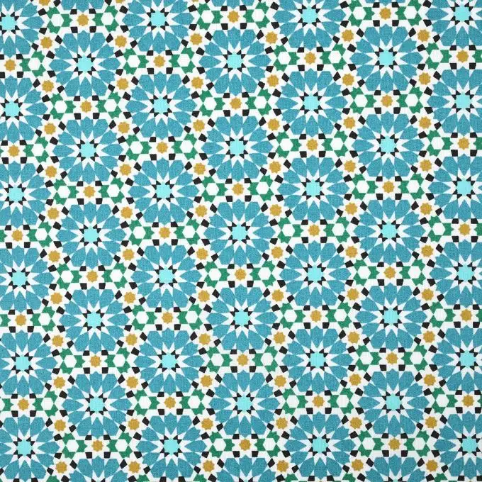 Tessuto cotone fiori geometrici