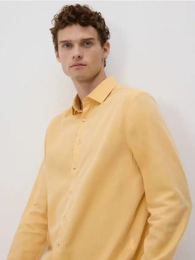 Camicia regular fit in cotone egiziano Colore giallo