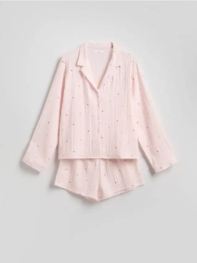 Set pigiama da due pezzi con motivo a cuori Colore rosa pastello