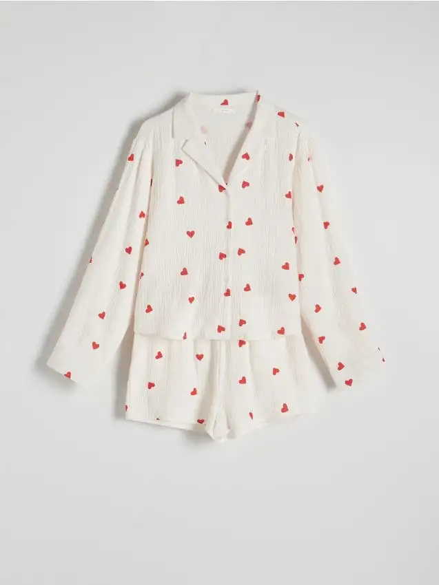 Set pigiama da due pezzi con motivo a cuori Colore beige