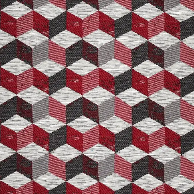 Tessuto jacquard cubi rossi