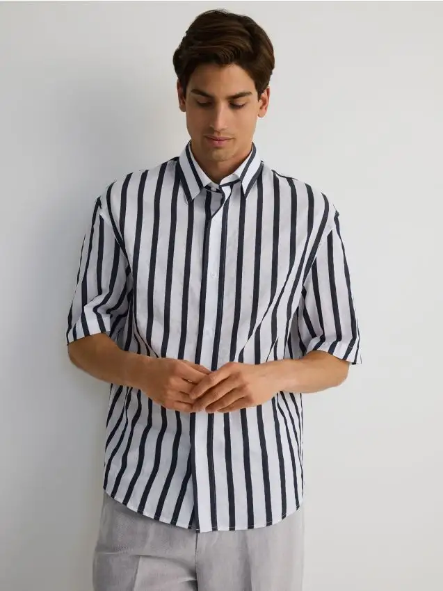 Camicia rigata comfort fit Colore blu scuro