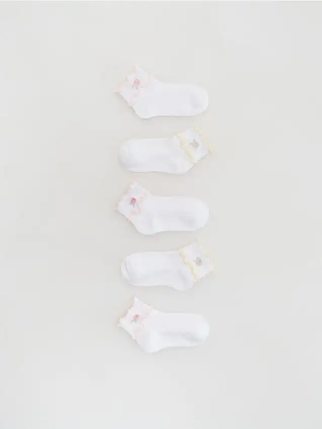 Calzini ricamati 5 pack Colore bianco