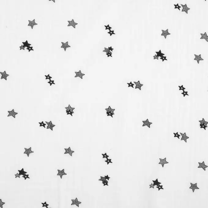Tessuto doppia garza cotone stelle ecru