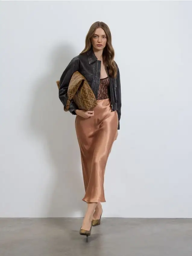 Maxi gonna in viscosa Colore rosa