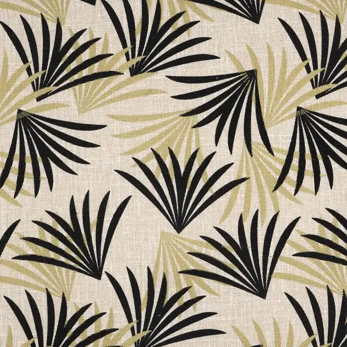 Tessuto spesso palme nero e dorato